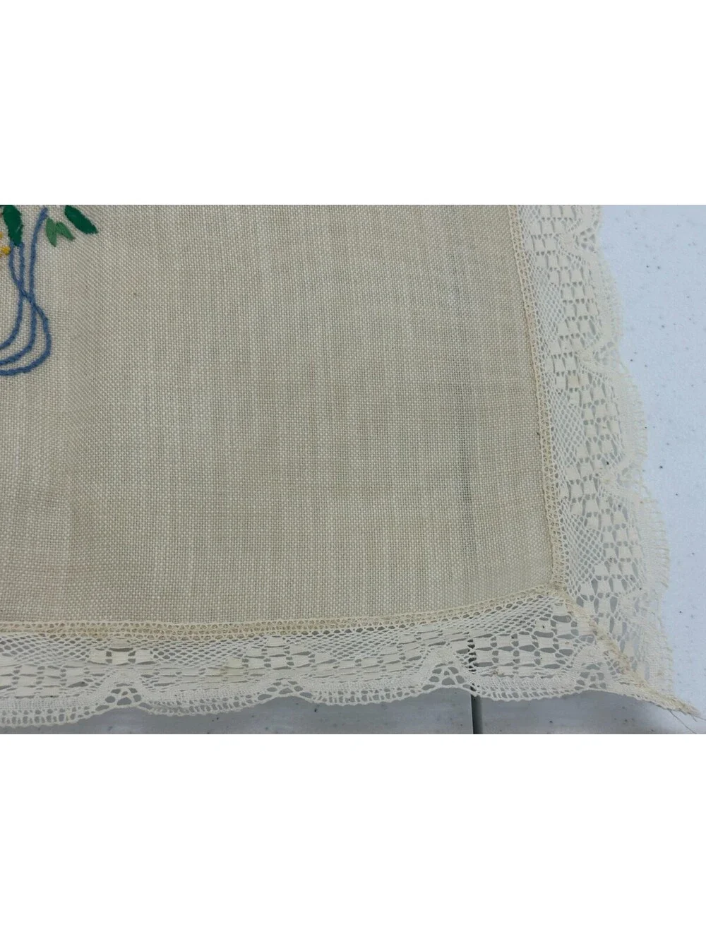 Vintage Embroidered Table Runner Topper Dresser Scarf Floral Lace Trim 18